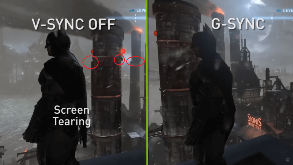 G-SYNC example screen tearing